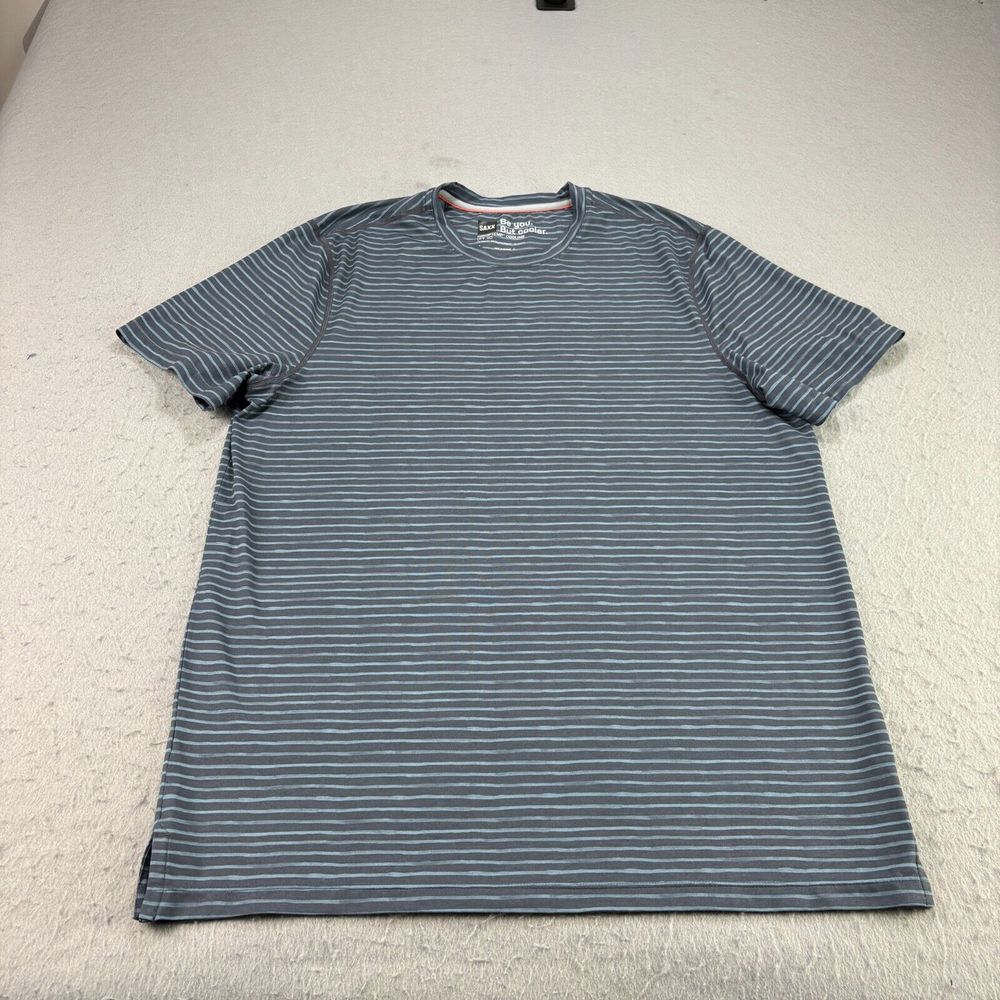 Saxx Shirt‎ Mens Medium Gray Blue Striped DropTemp Cooling Performance